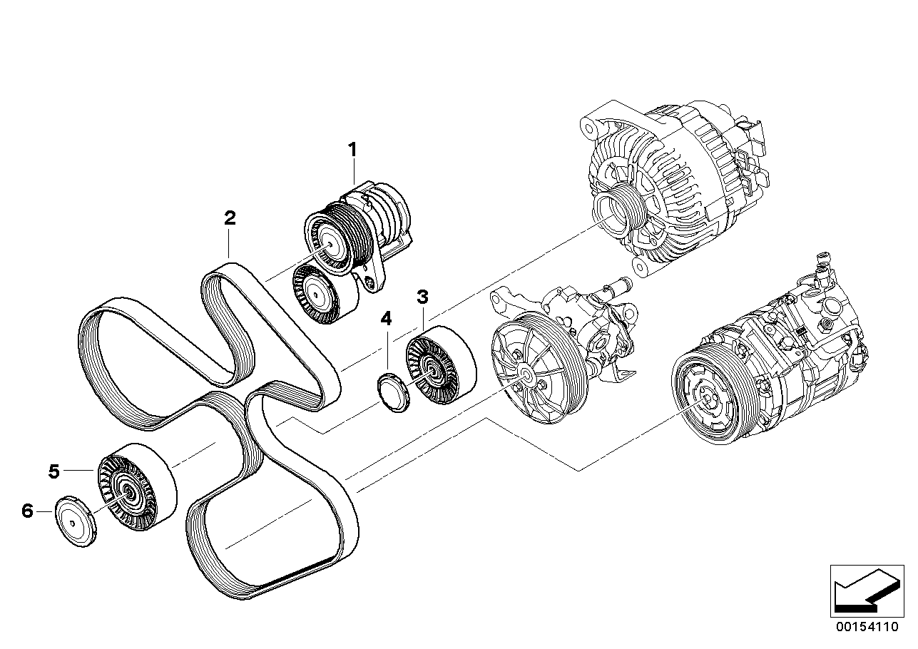 Схема ремня генератора бмв е60 n52