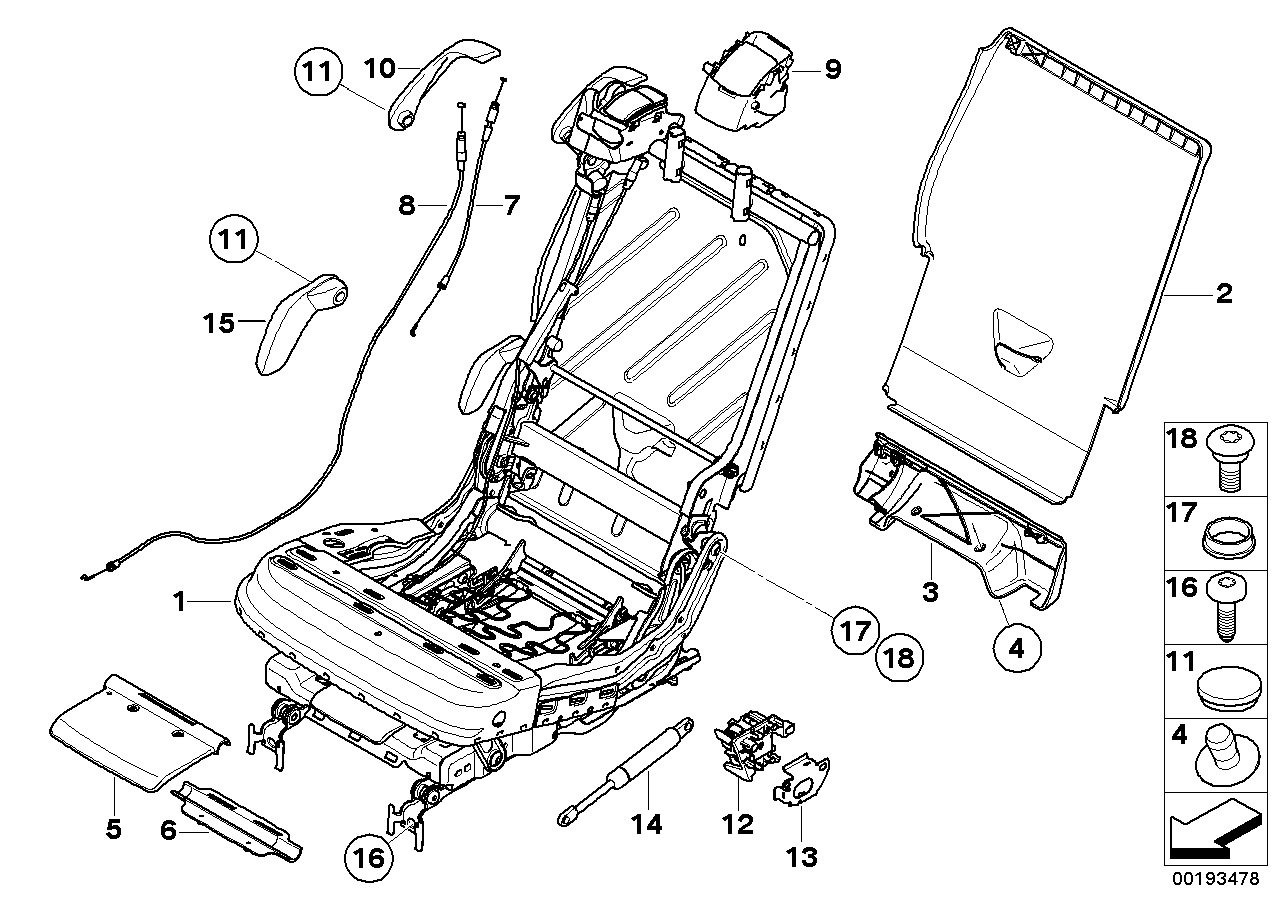 Каркас сиденья БМВ x5 e70