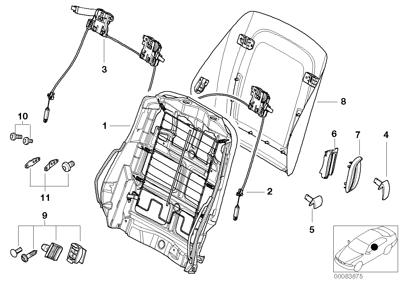 Задняя панель сиденья БМВ e90